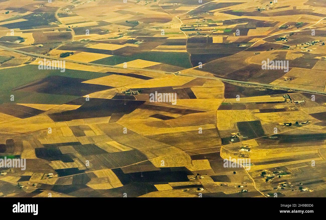 Aerial view of farmland, Morocco Stock Photo