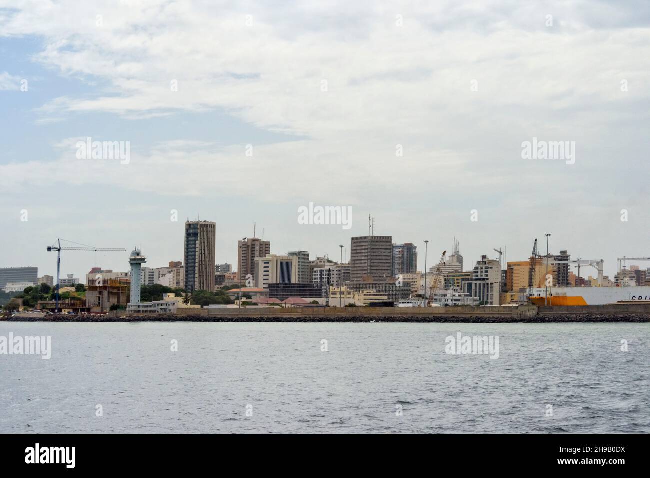 Modern buildings along the waterfront in the harbor, Dakar, Senegal Stock Photo