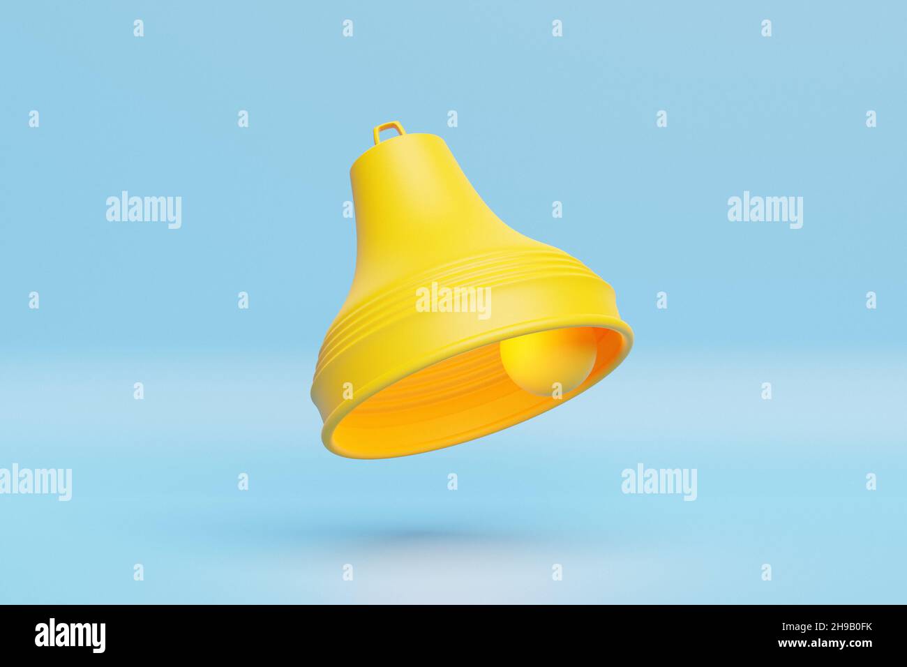Close-up of yellow bell on blue background, 3D Illustration Stock Photo ...
