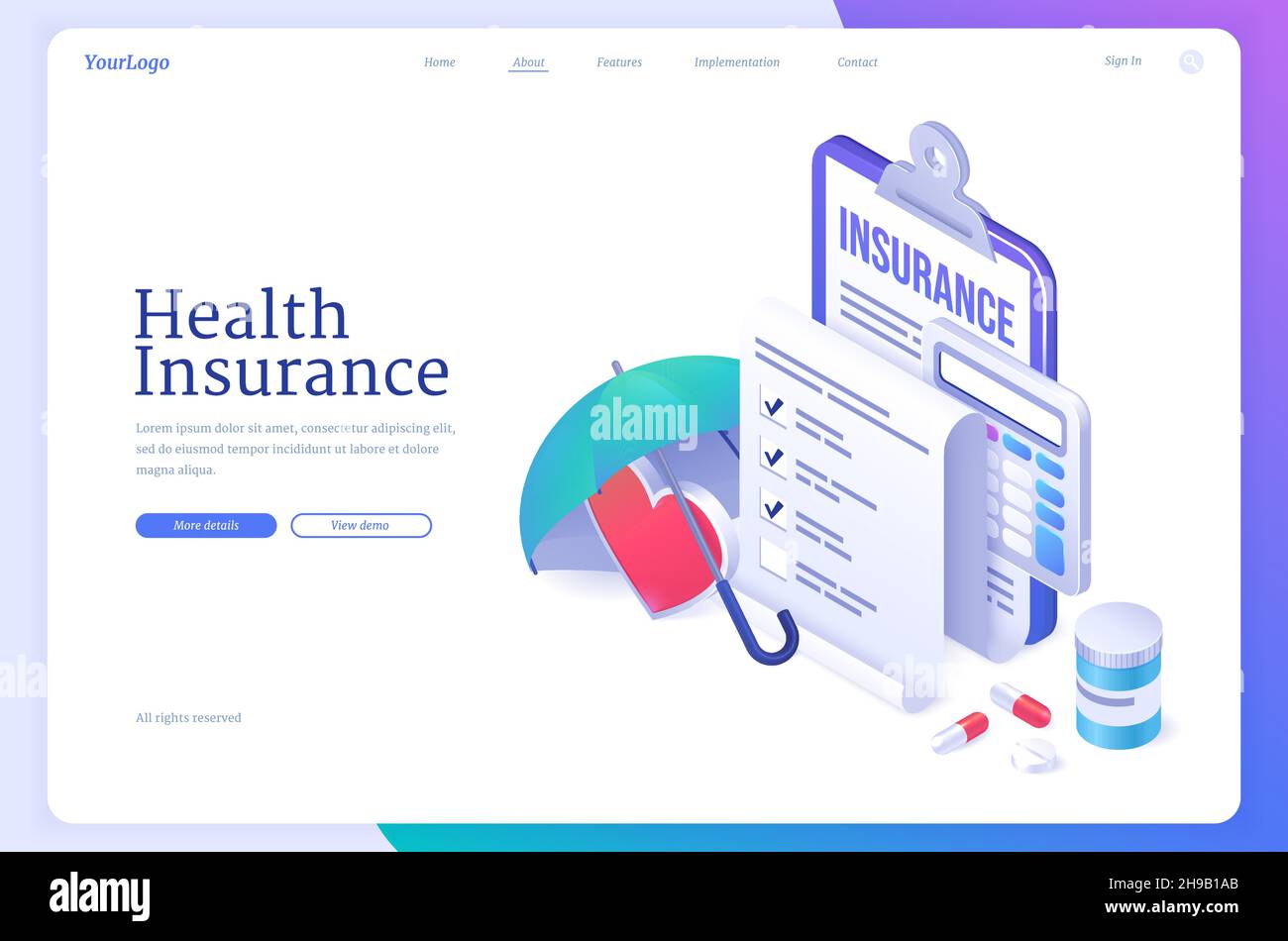 Health insurance banner. Concept of healthcare, personal medical