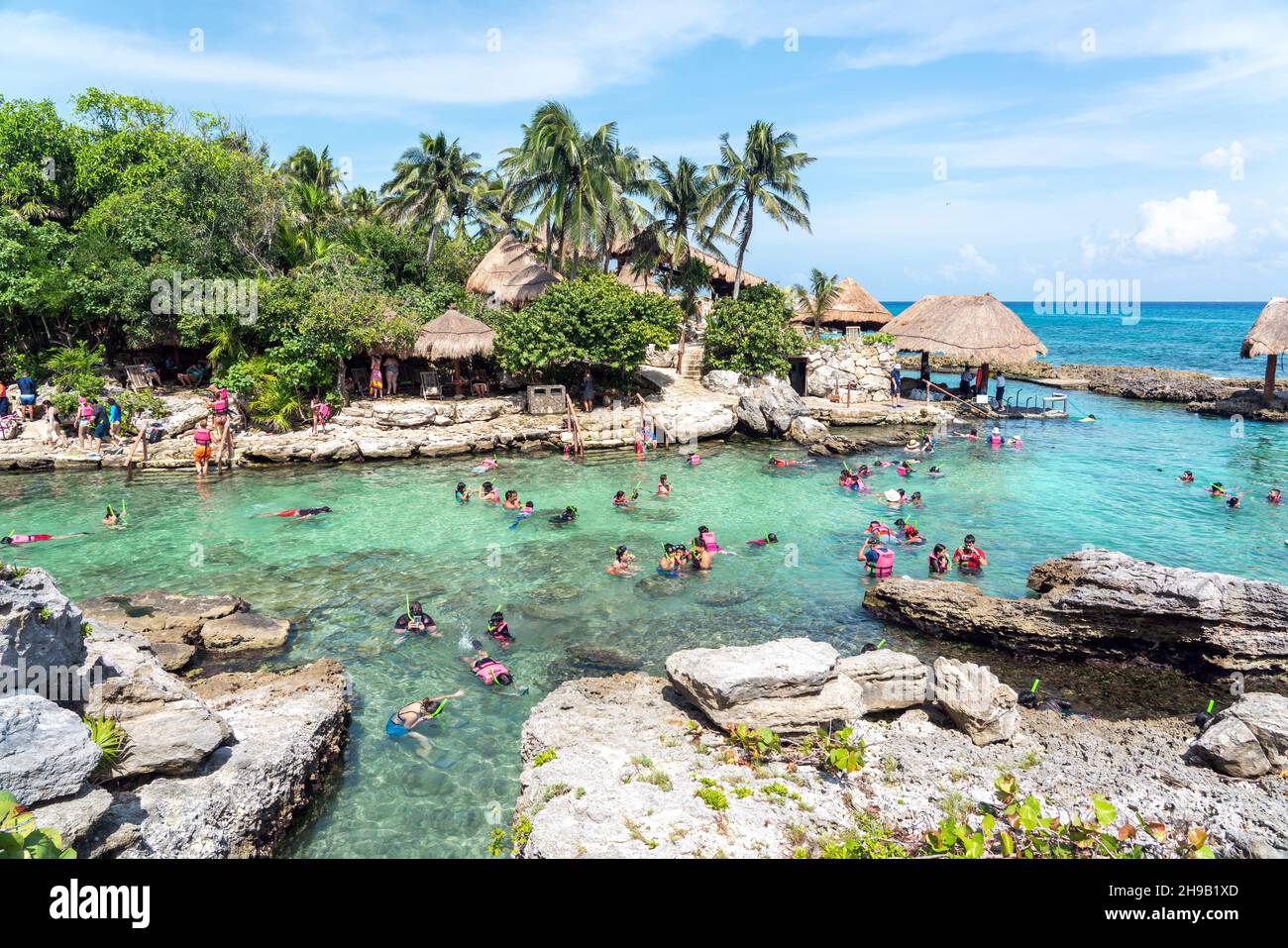 Cancun, Mexico September 13, 2021 Snorkeling at XCaret park on the