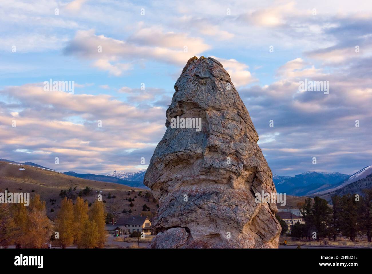Liberty Cap, Mammoth Hot Spring, Yellowstone National Park, Wyoming State, USA Stock Photo