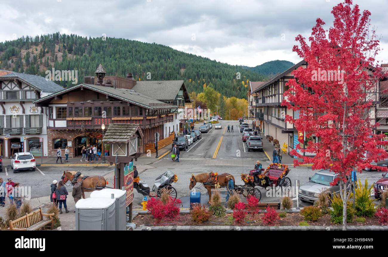 Downtown Leavenworth, Washington State, USA Stock Photo