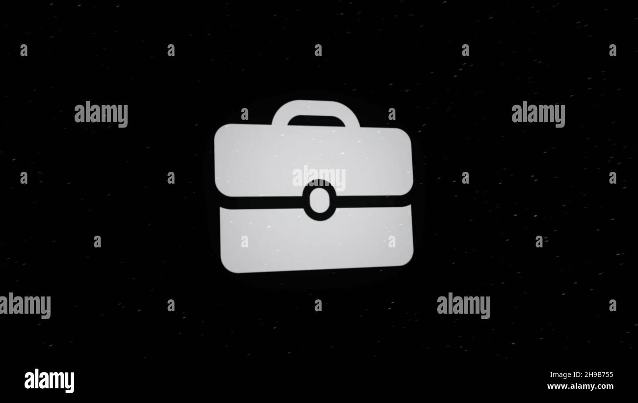 Abstract animation of plexus network briefcase icon on black background ...