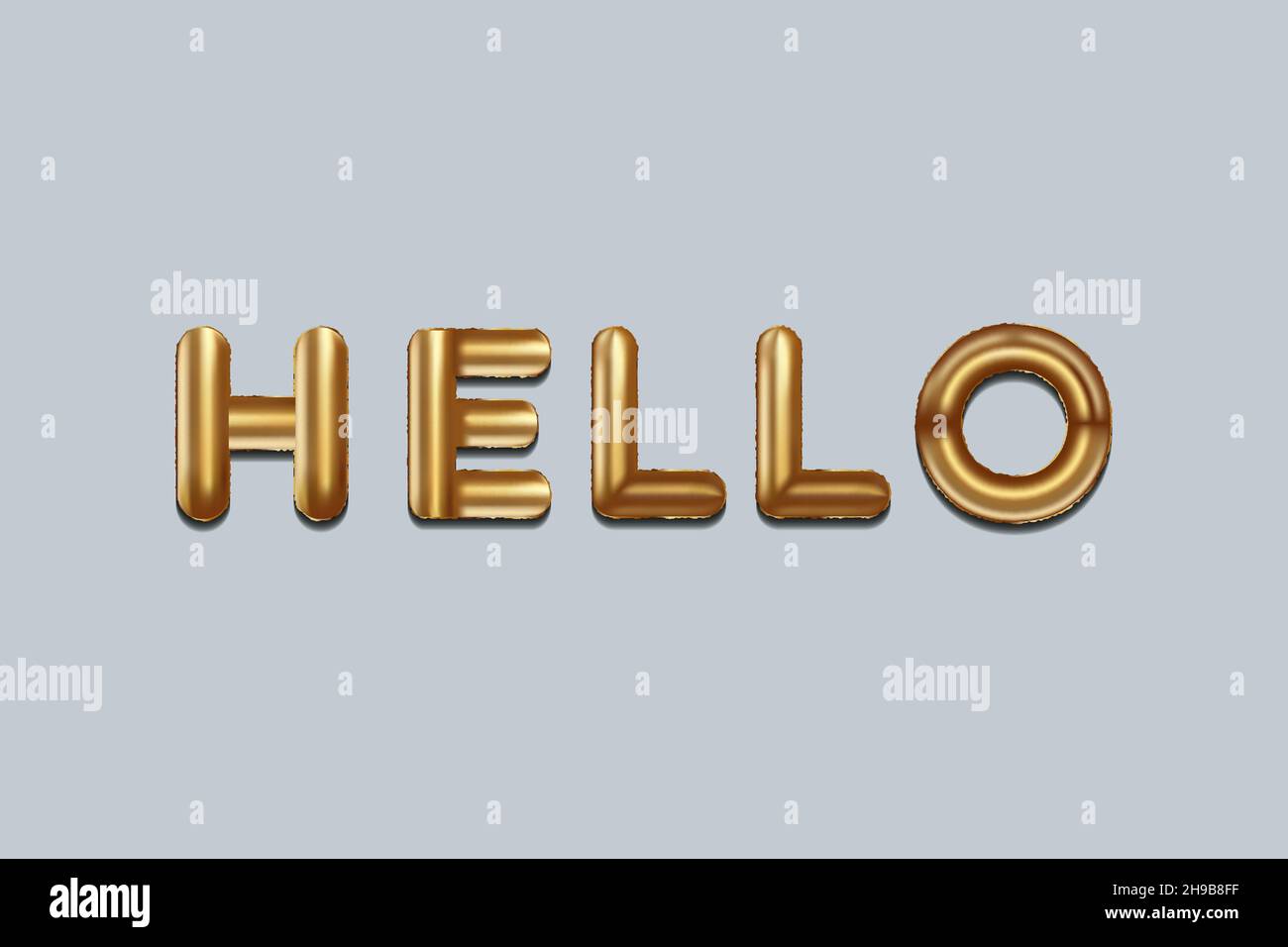 hello written with golden foil balloons. hello lettering realistic gold ...