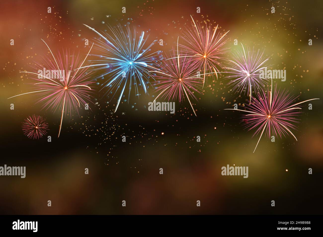 Colorful firework on bokeh light background with copy space Stock Photo