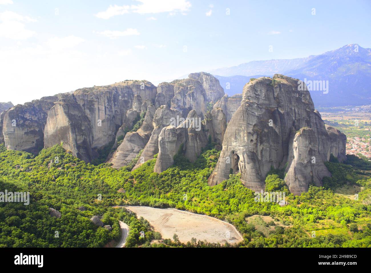 Kalampaka Aerial view of Mountains Meteors (Meteora), Kalampaka, Greece. Top view ...