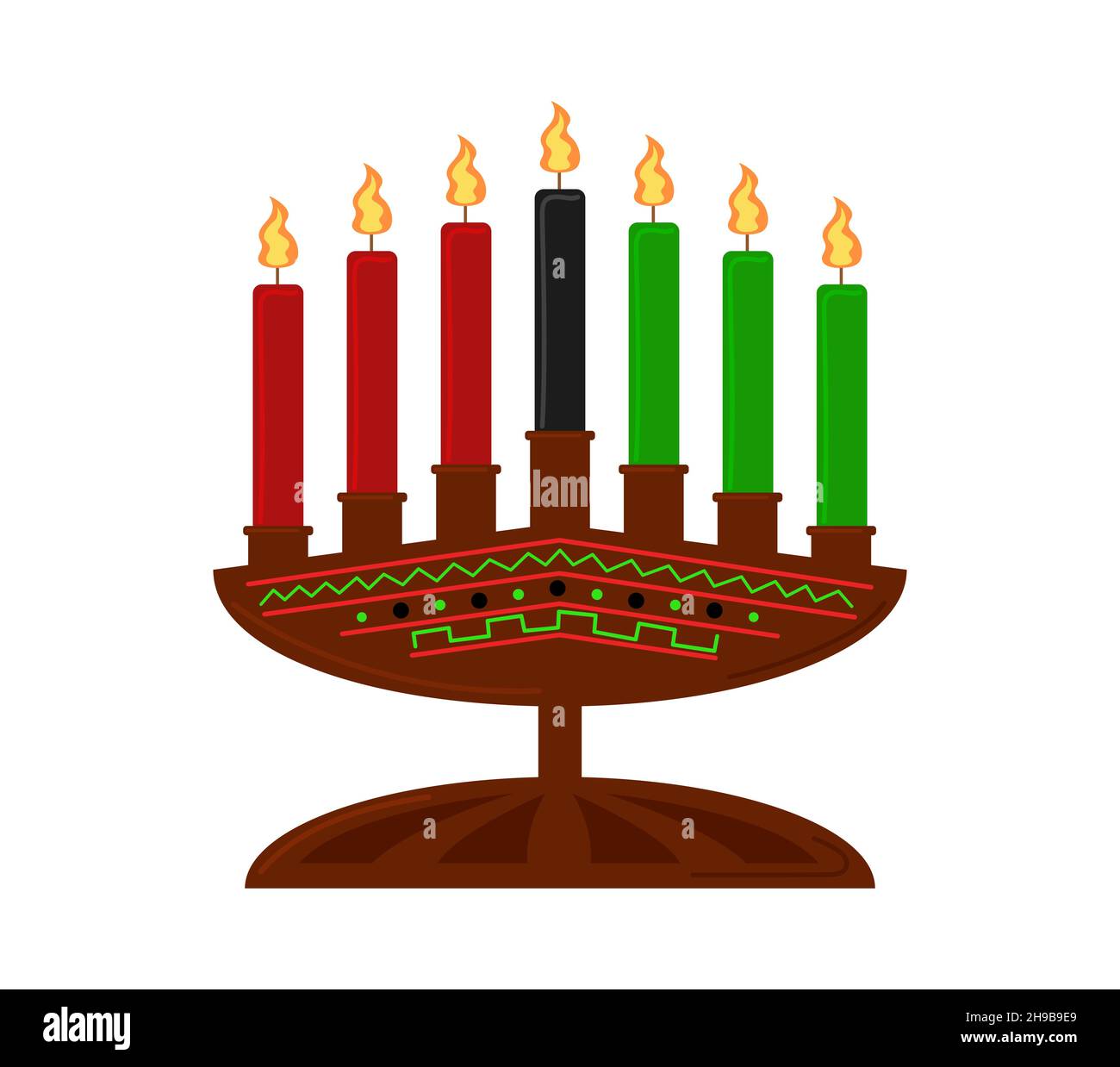 Kwanzaa seven candles in candle holder isolated. African holiday symbol