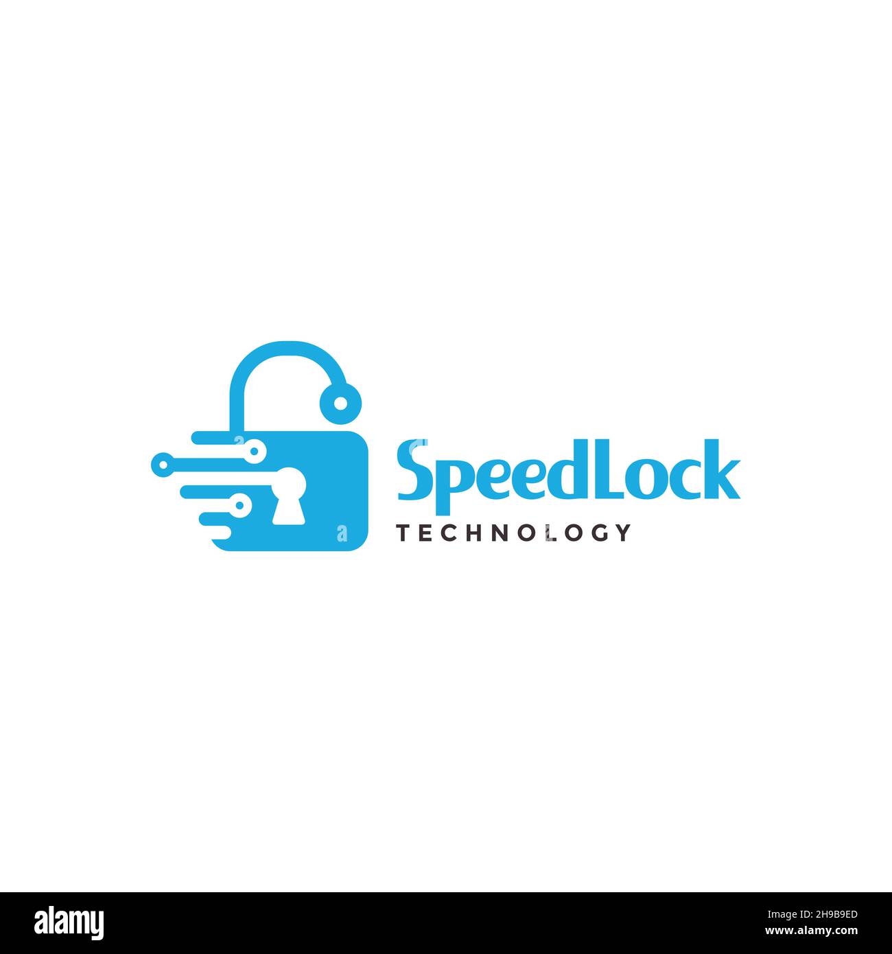 padlock with speed tech logo symbol icon vector graphic design illustration idea creative Stock Vector
