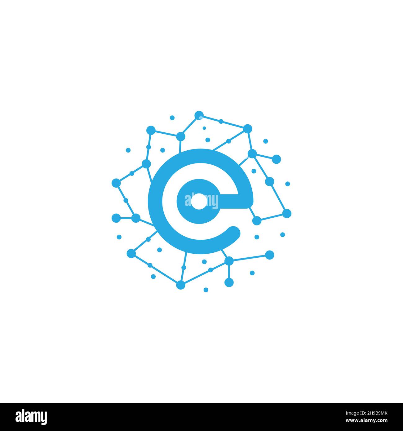 initial e with lines connect technology logo symbol icon vector graphic design illustration idea creative Stock Vector