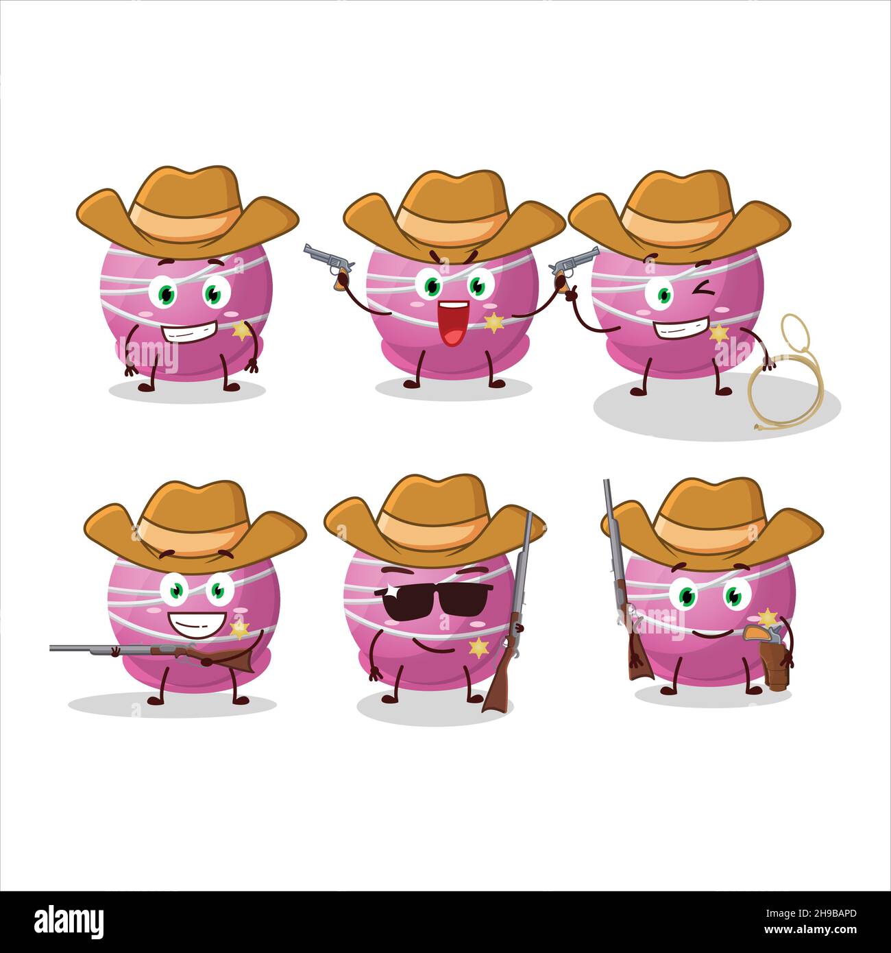 Cool cowboy truffle strawberry candy cartoon character with a cute hat
