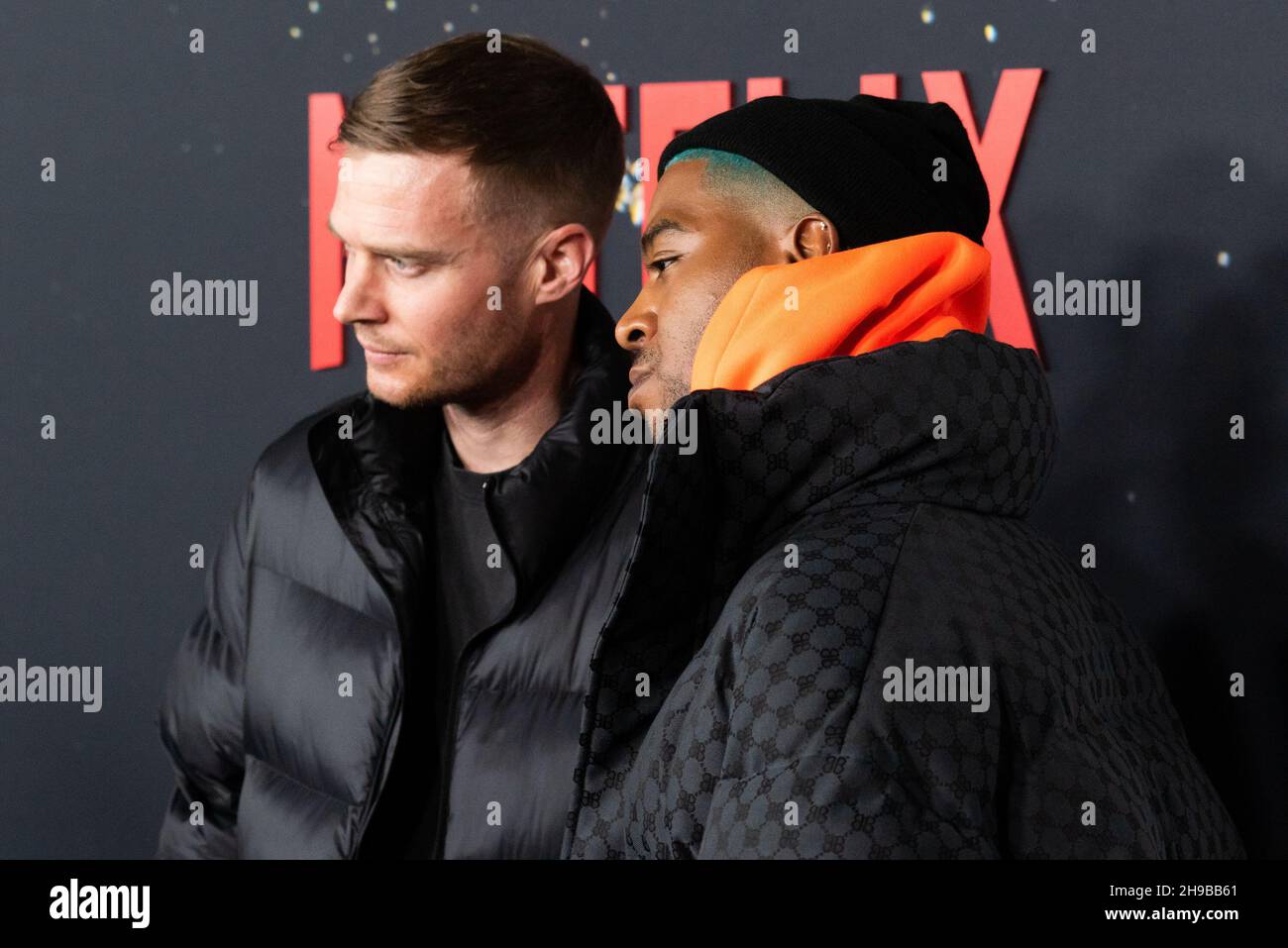 New York, USA. 05th Dec, 2021. Givenchy Creative Director Matthew Williams  and Kid Cudi attend the world premiere of the Netflix star-studded comedy  “Don't Look Up” at Jazz at Lincoln Center in