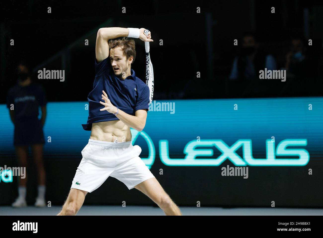 Daniil Medvedev of Russia during the final of the Davis Cup 2021, tennis match between Russia and Croatia on December 5, 2021 at Madrid Arena in Madrid, Spain - Photo: Oscar Barroso/DPPI/LiveMedia Stock Photo