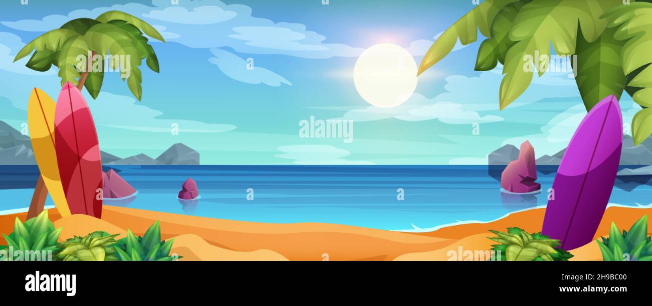 Beach scene cartoon hi-res stock photography and images - Alamy