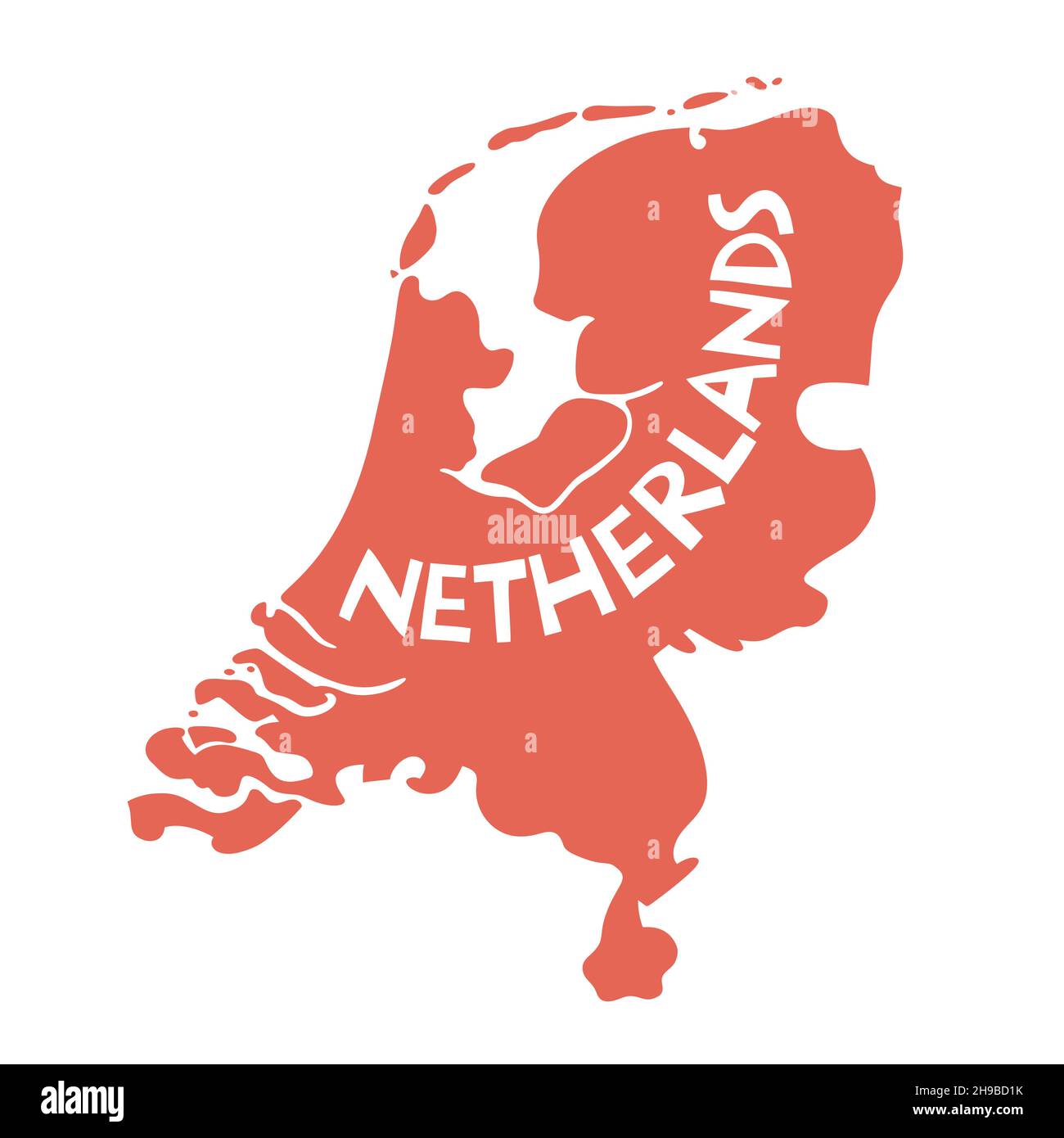 Vector hand drawn stylized map of Netherlands. Netherlands Kingdom ...