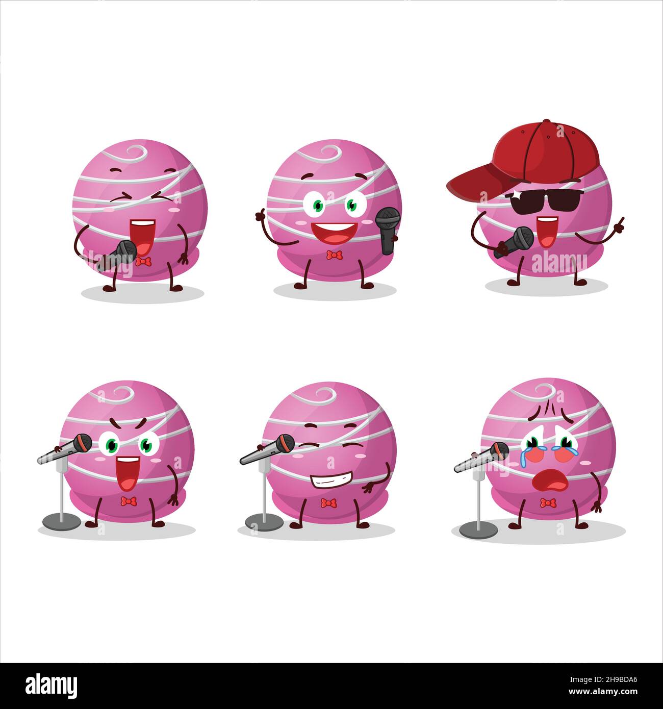 A Cute Cartoon design concept of truffle strawberry candy singing a