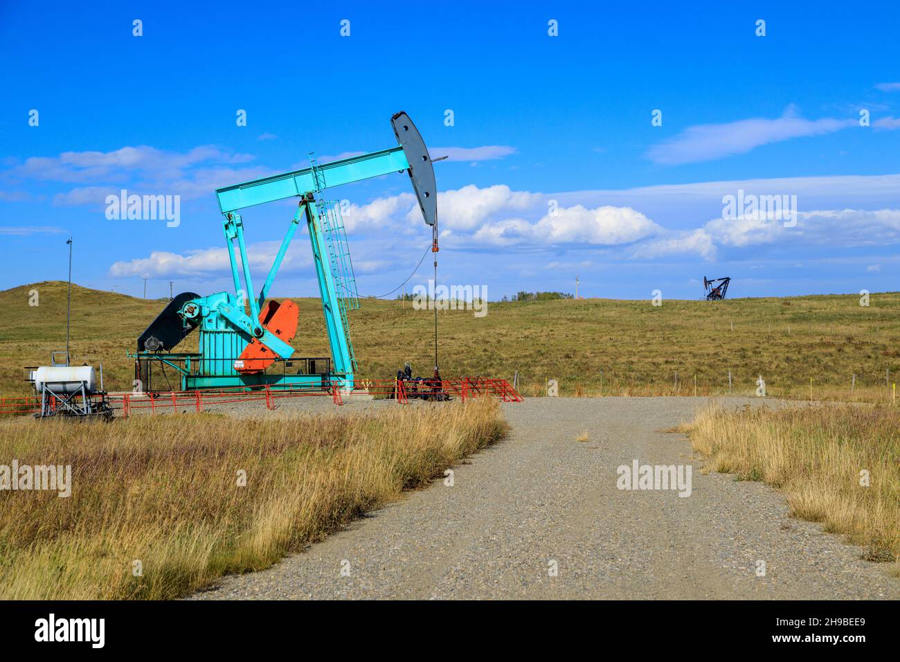 An oil pumpjack in Alberta, Canada. An oil pumjack is the overground
