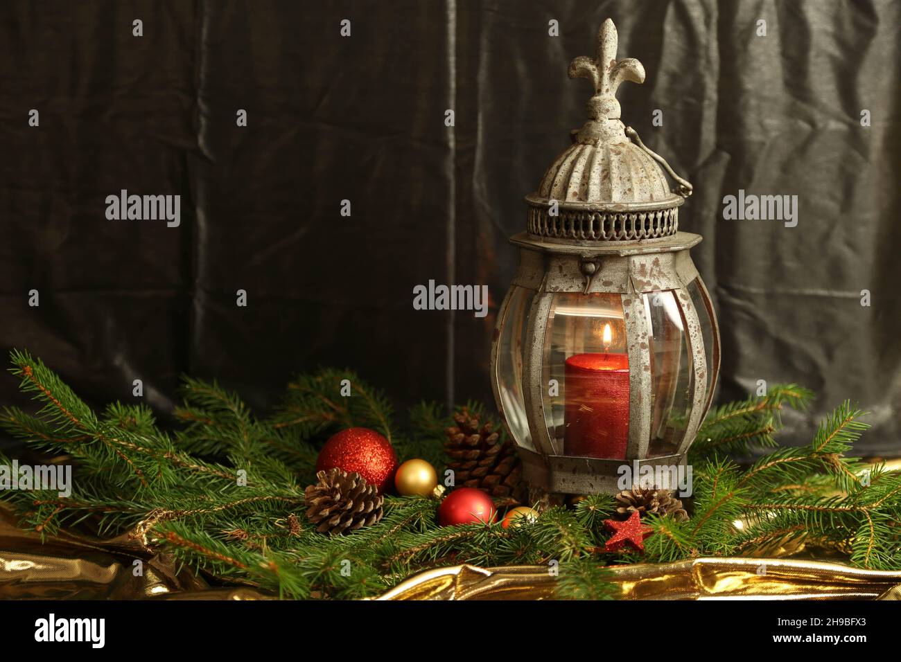 Advent Laterne mit Kerze Stock Photo