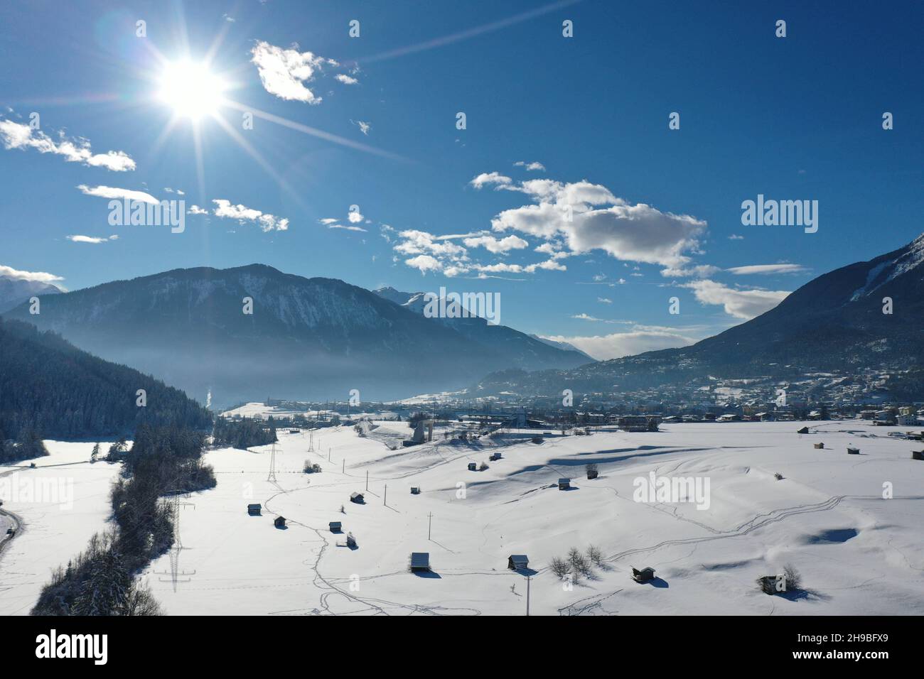 Winterpanorama Imst Tirol Stock Photo