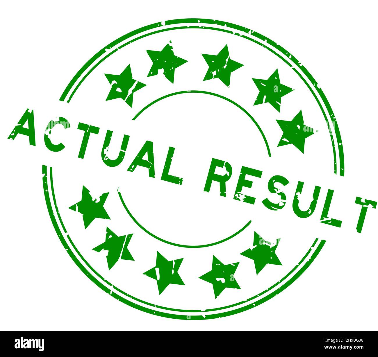 Grunge actual result word with star icon round rubber seal stamp on ...