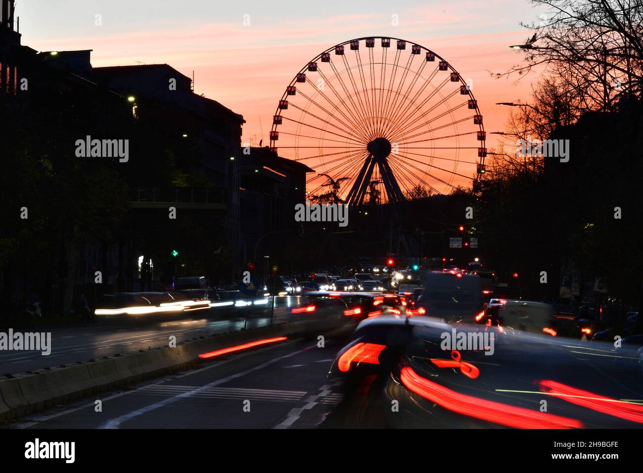 Florence, Christmas period. Traffic flowing along