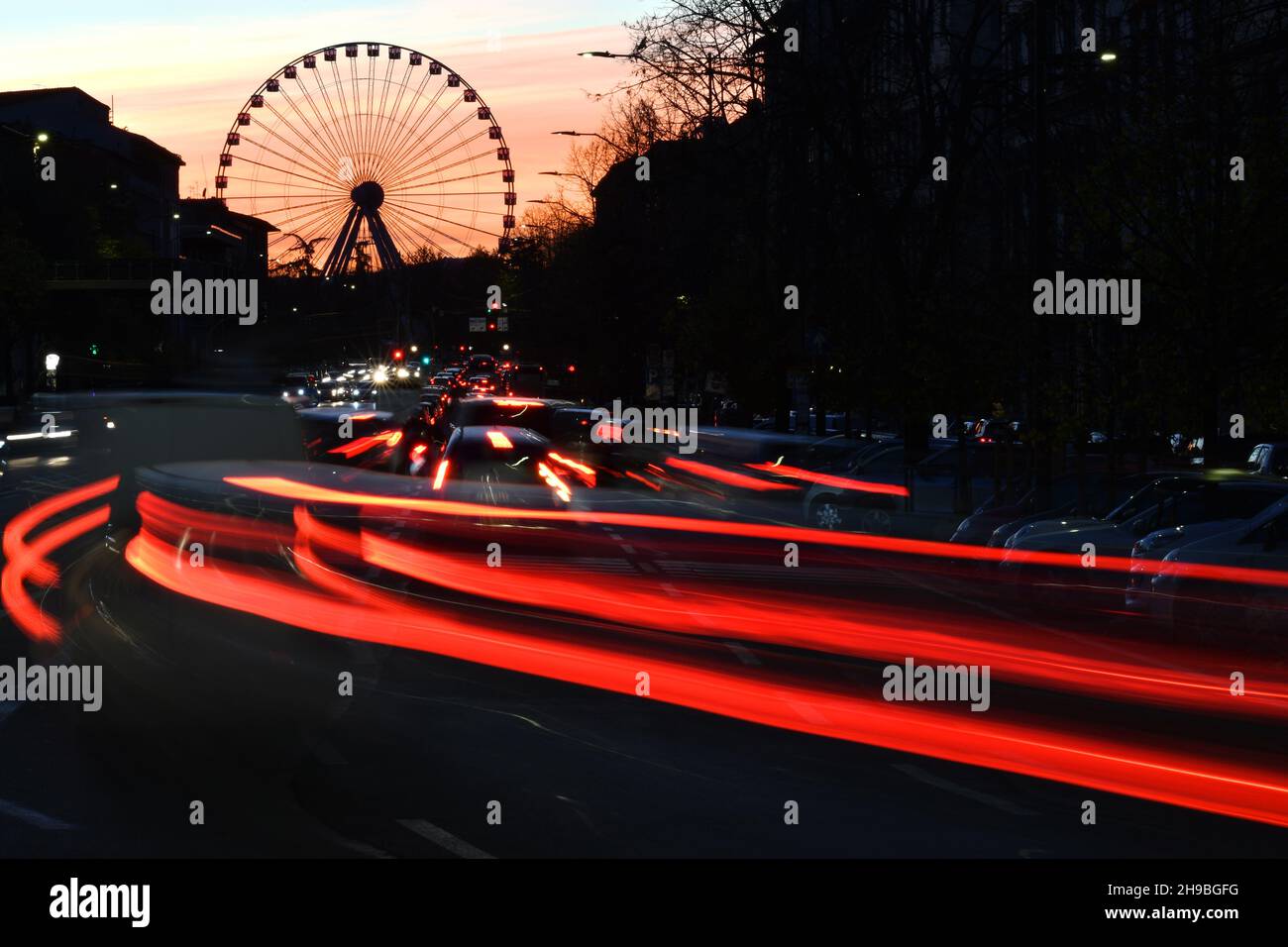 Florence, Christmas period. Traffic flowing along