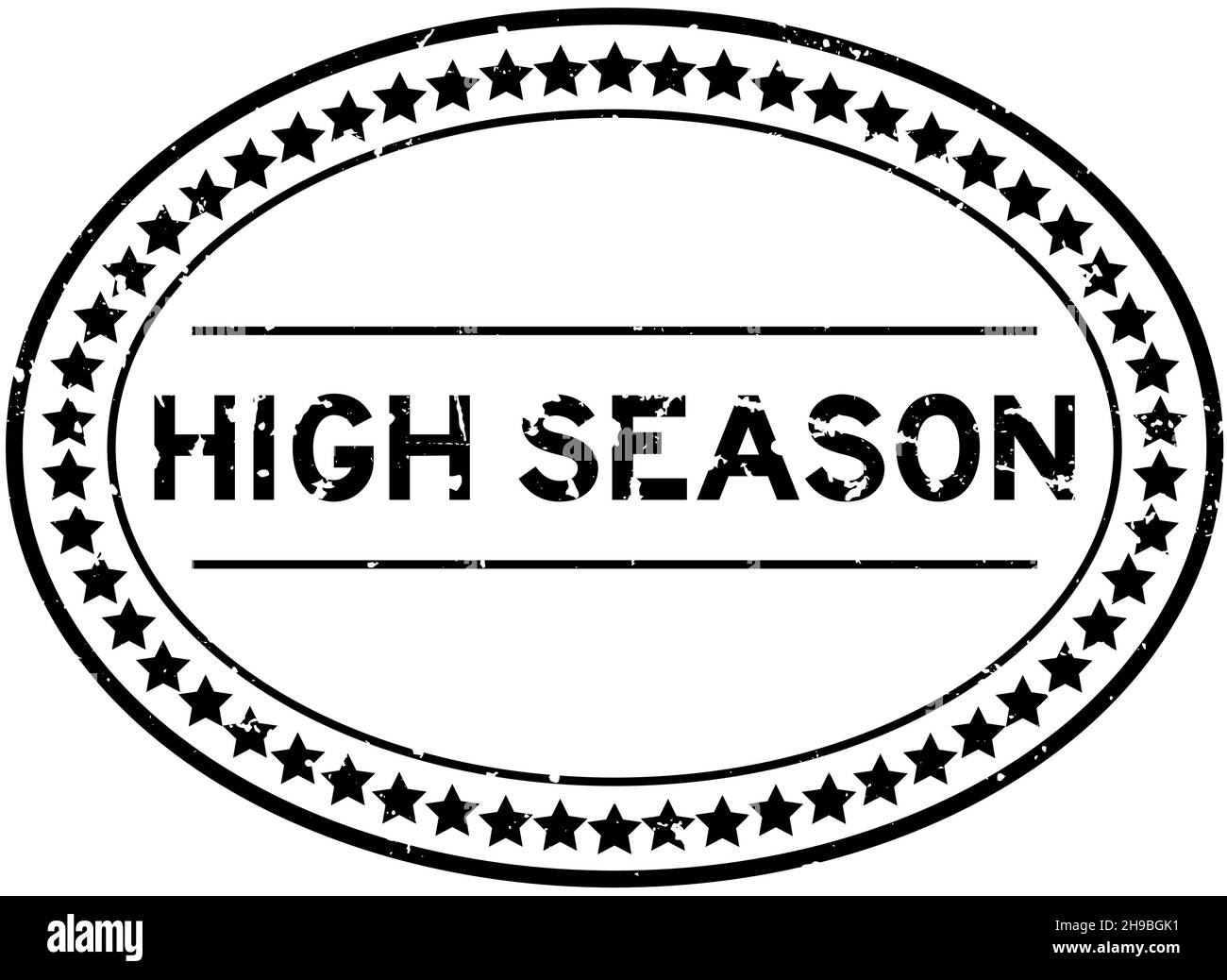 Grunge black high season word oval rubber seal stamp on white background Stock Vector