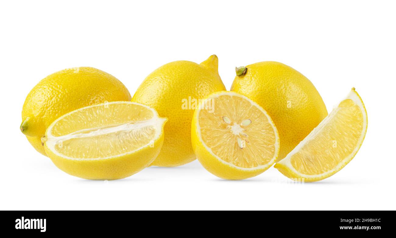 Lemons isolated on white background with clipping path. Stock Photo