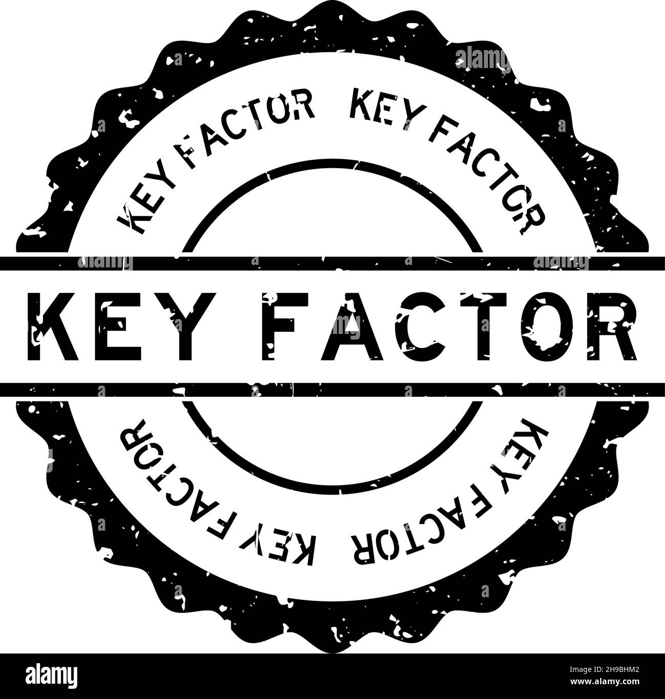 Grunge black key factor word round rubber seal stamp on white ...