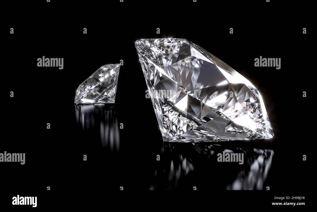 diamonds on black. nobody. 3d render Stock Photo Alamy