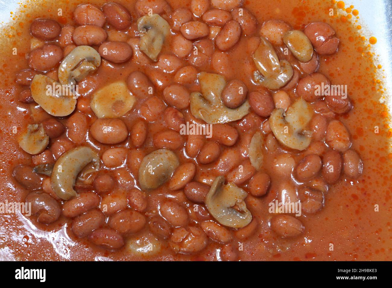 Canned beans and mushrooms Stock Photo Alamy