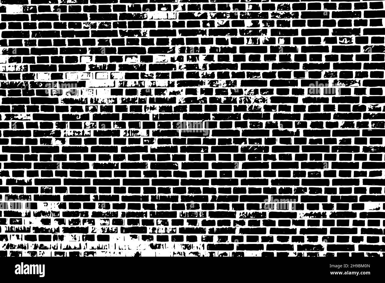Grunge black texture as brick wall shape on white background (Vector ...