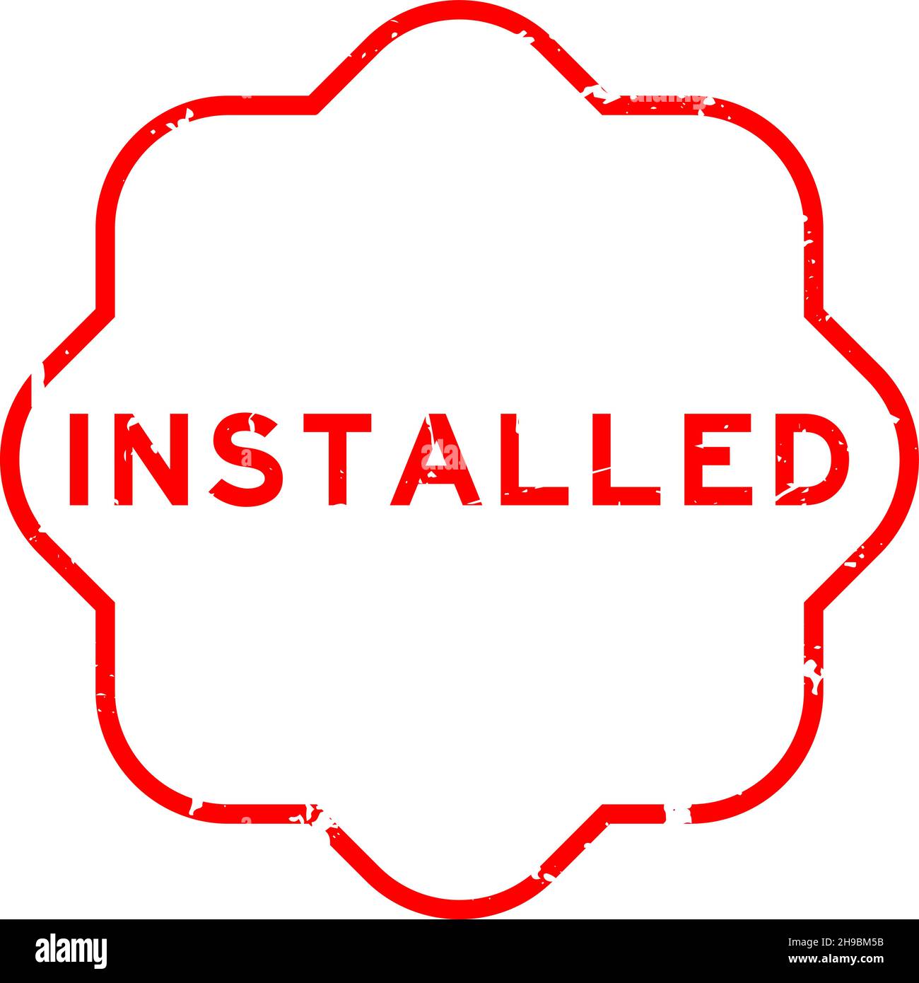 Grunge red installed word rubber seal stamp on white background Stock ...