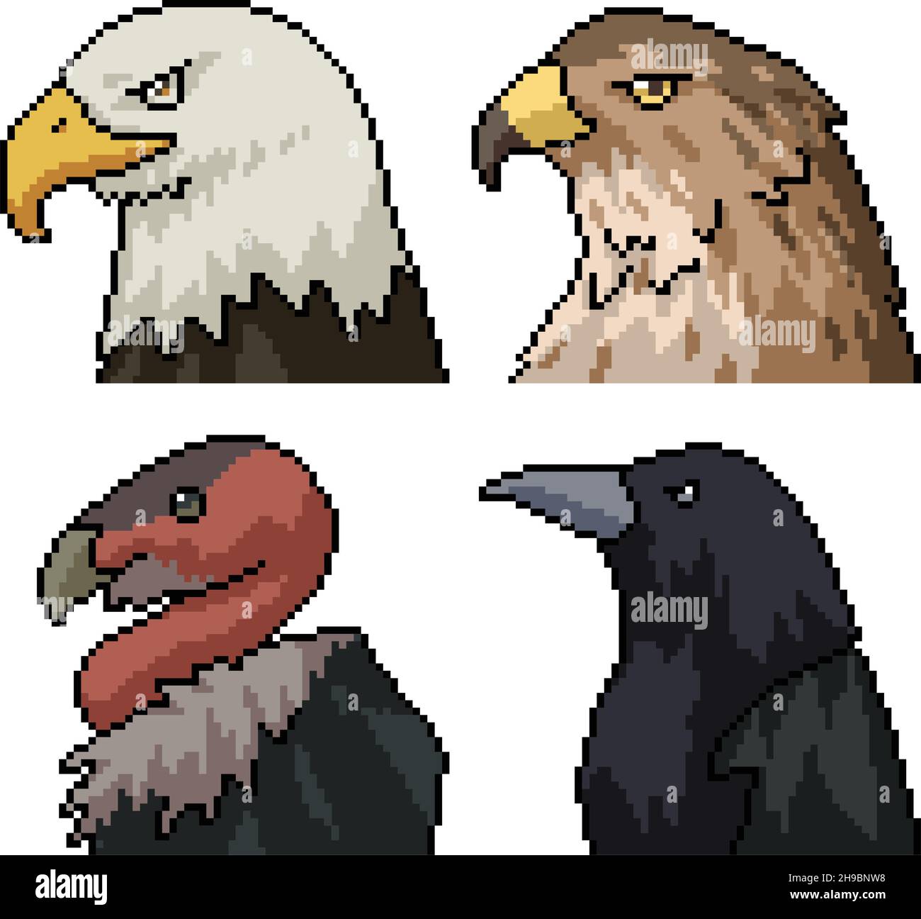 pixel art of falcon bird head Stock Vector