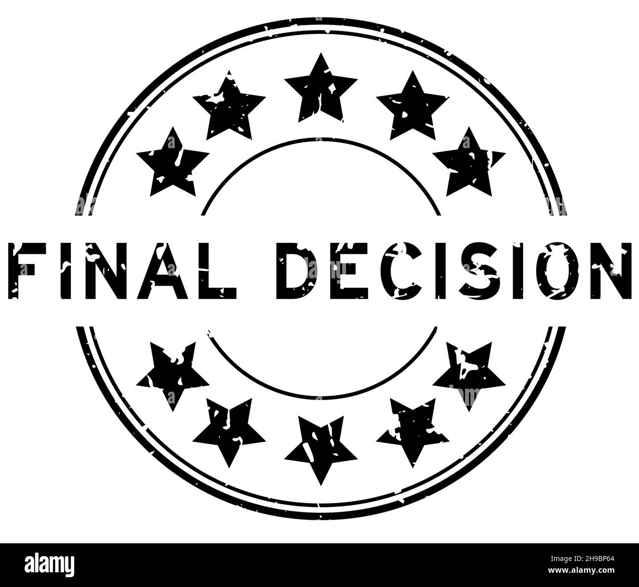 Grunge black final decision word with star icon round rubber seal stamp on white background Stock Vector