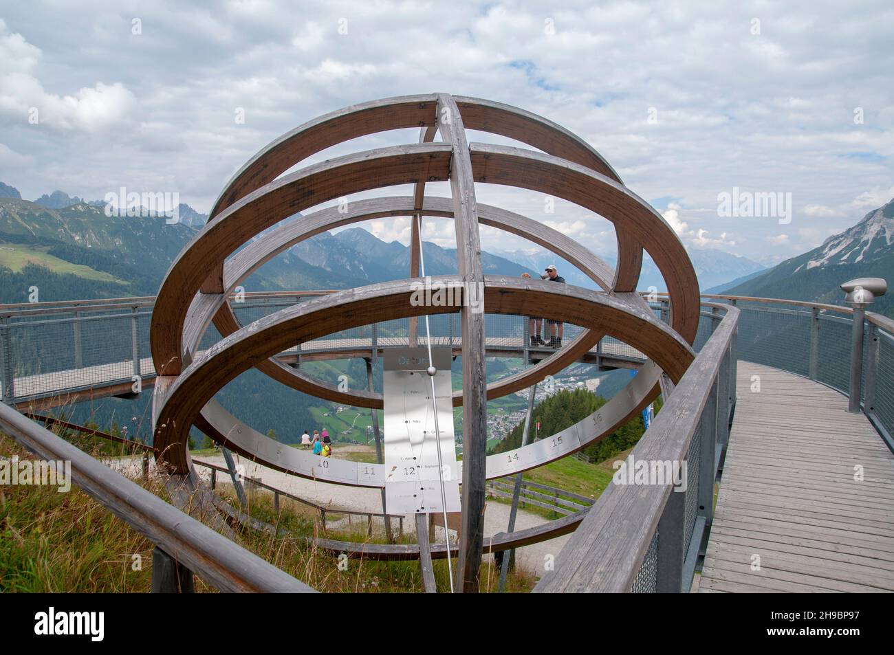 Large Sundial on Elfer Mountain, Neustift im Stubaital, Tyrol, Austria Stock Photo