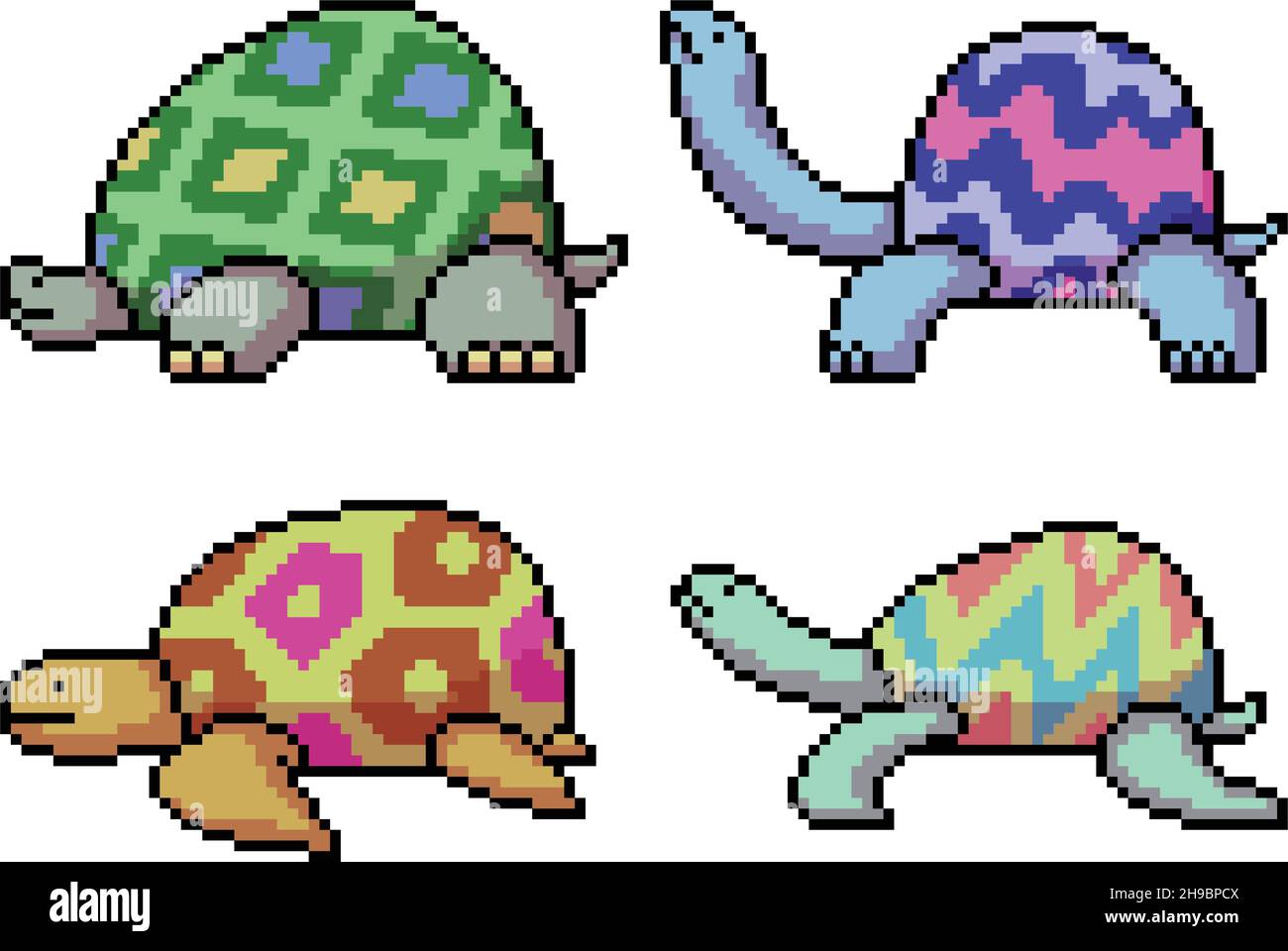 pixel art of fancy turtle side Stock Vector Image & Art Alamy