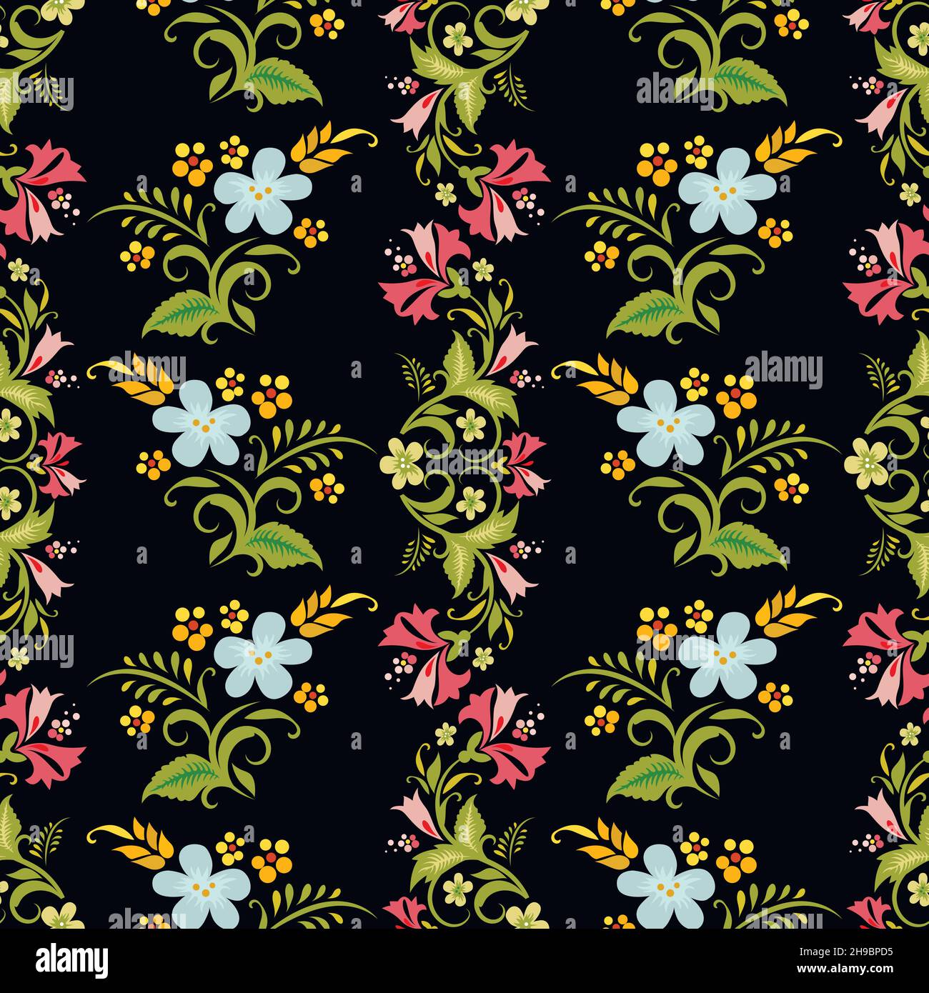 Vector seamless ornament wallpaper, retro floral background in vintage