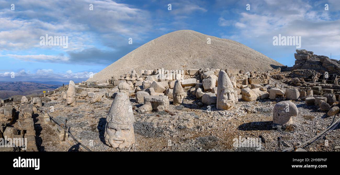 Ancient statues on top of the Nemrut Mountain in Adiyaman, Turkey. The