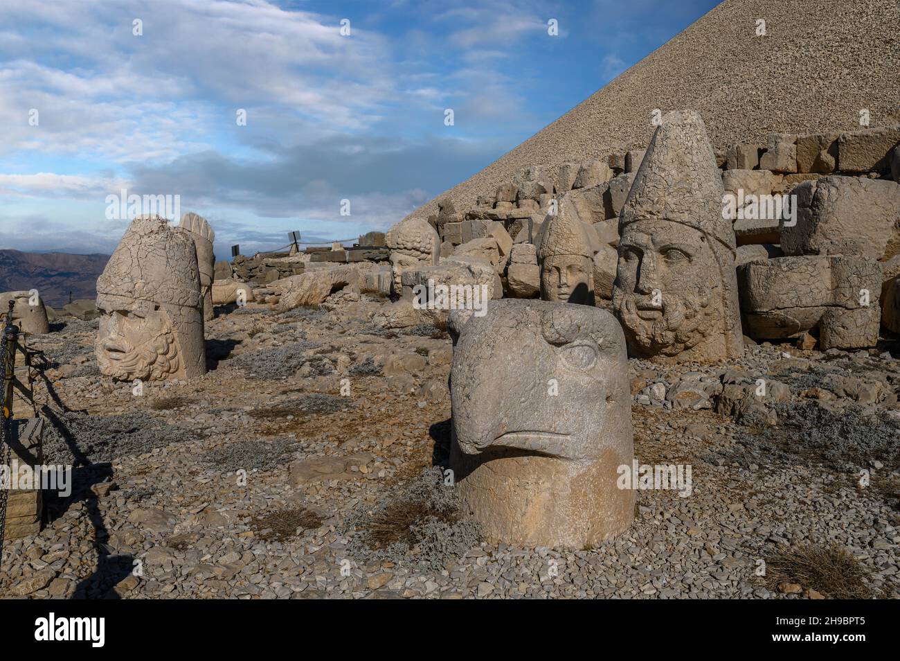 Ancient statues on top of the Nemrut Mountain in Adiyaman, Turkey. The