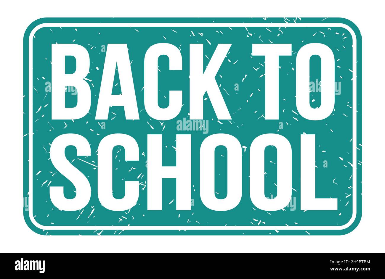 BACK TO SCHOOL, words written on blue rectangle stamp sign Stock Photo ...