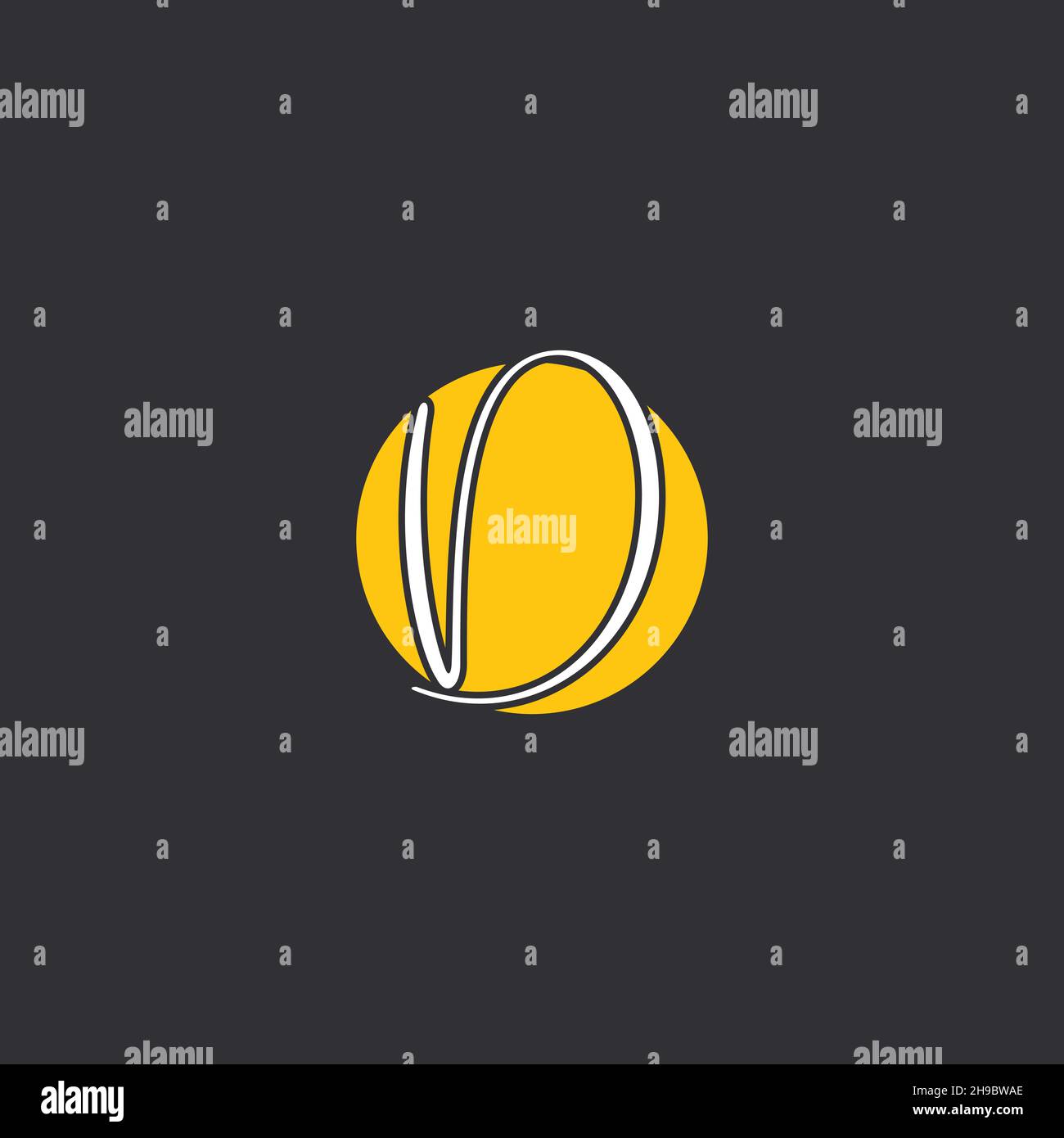 D Initial handwriting logo Logo With Circle Stock Vector