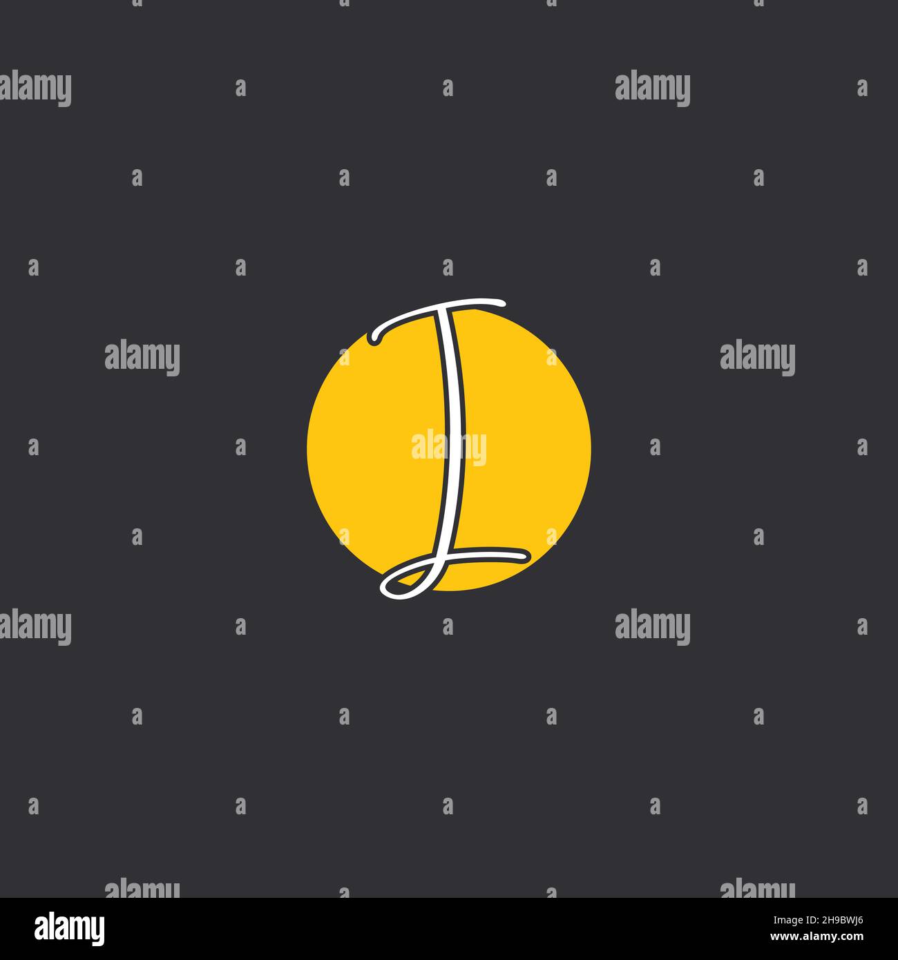 I Initial handwriting logo Logo With Circle Stock Vector
