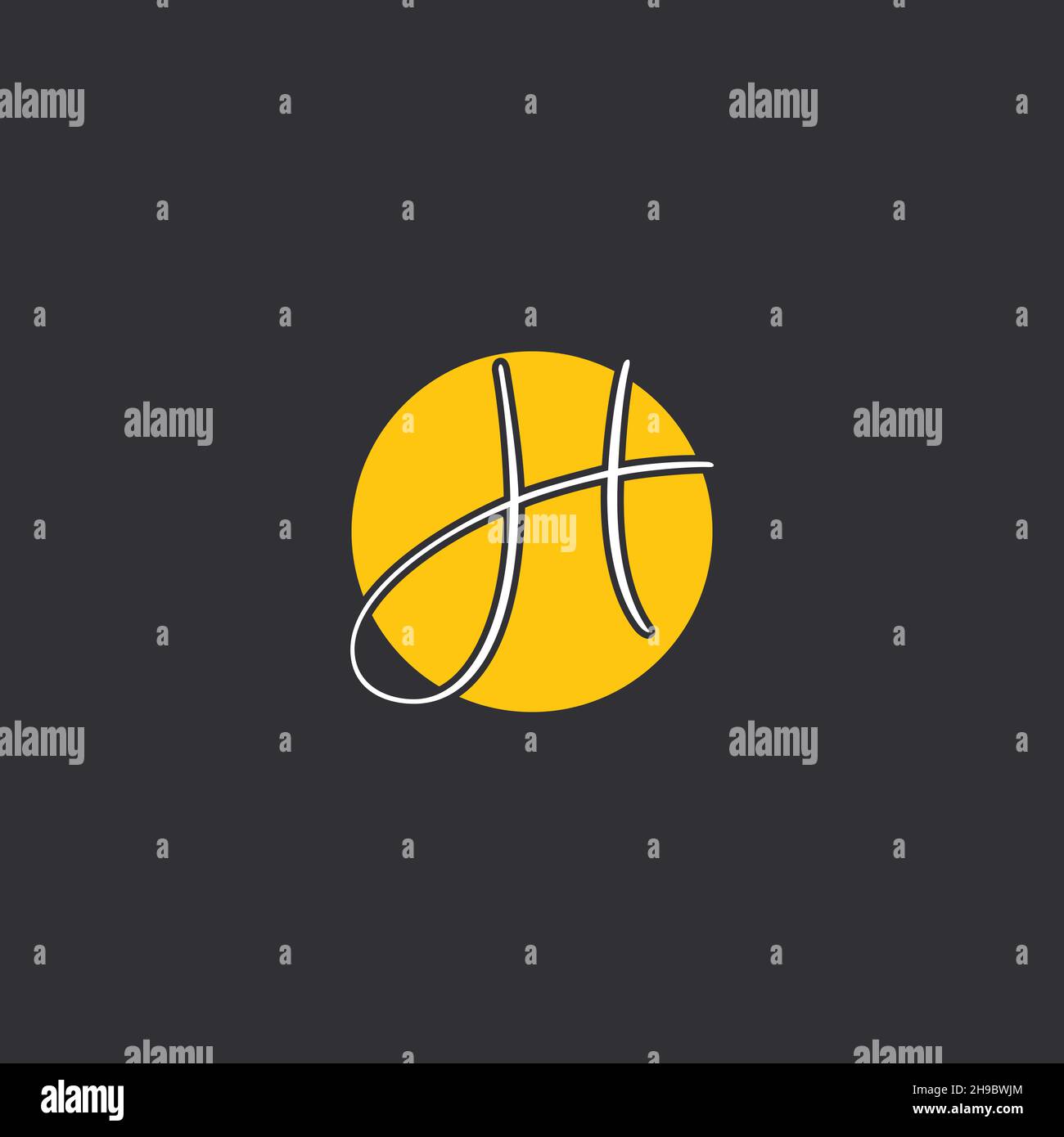 H Initial handwriting logo Logo With Circle Stock Vector
