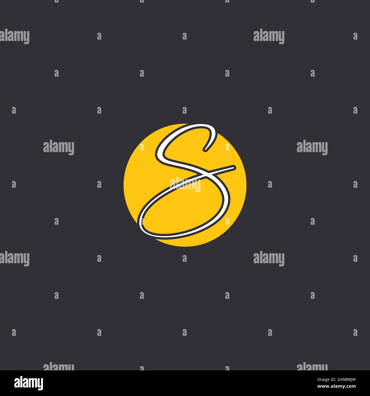 S Initial handwriting logo Logo With Circle Stock Vector