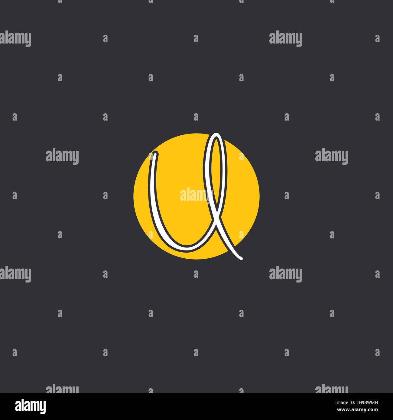 U Initial handwriting logo Logo With Circle Stock Vector