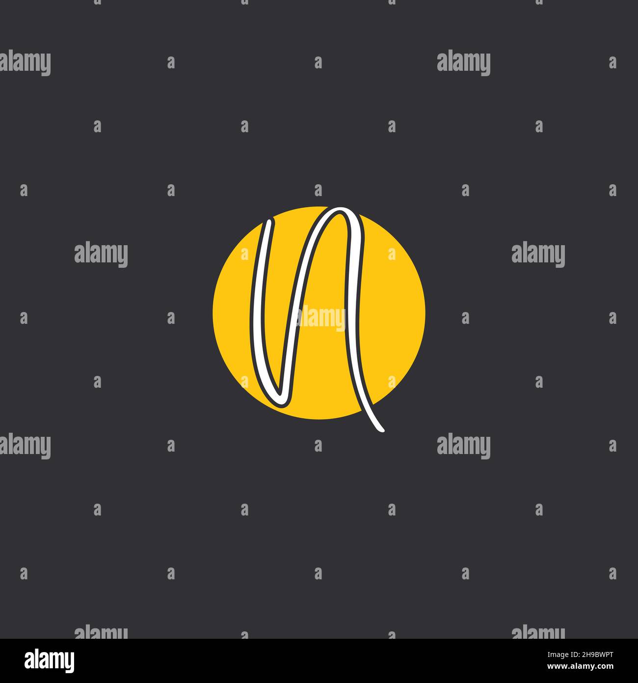 N Initial handwriting logo Logo With Circle Stock Vector