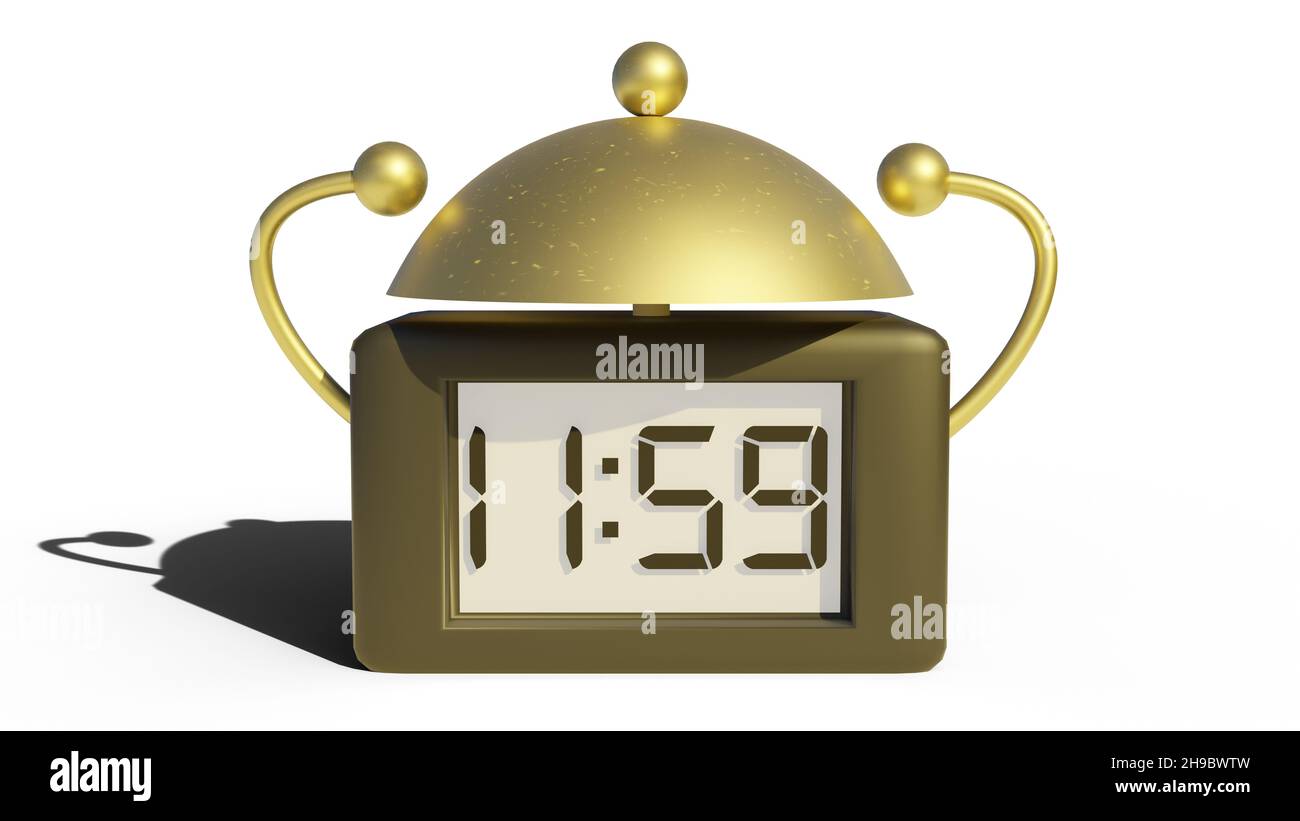 3D rendering of a mixed vintage-digital alarm clock Stock Photo