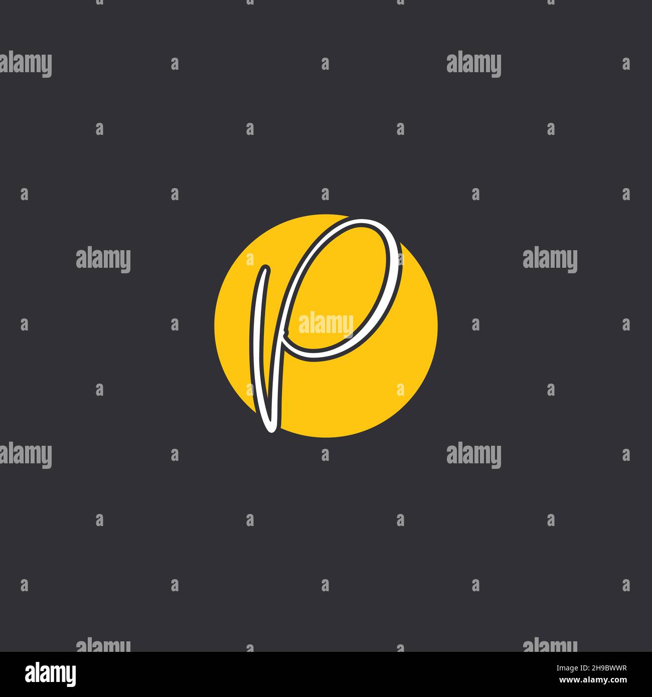 P Initial handwriting logo Logo With Circle Stock Vector