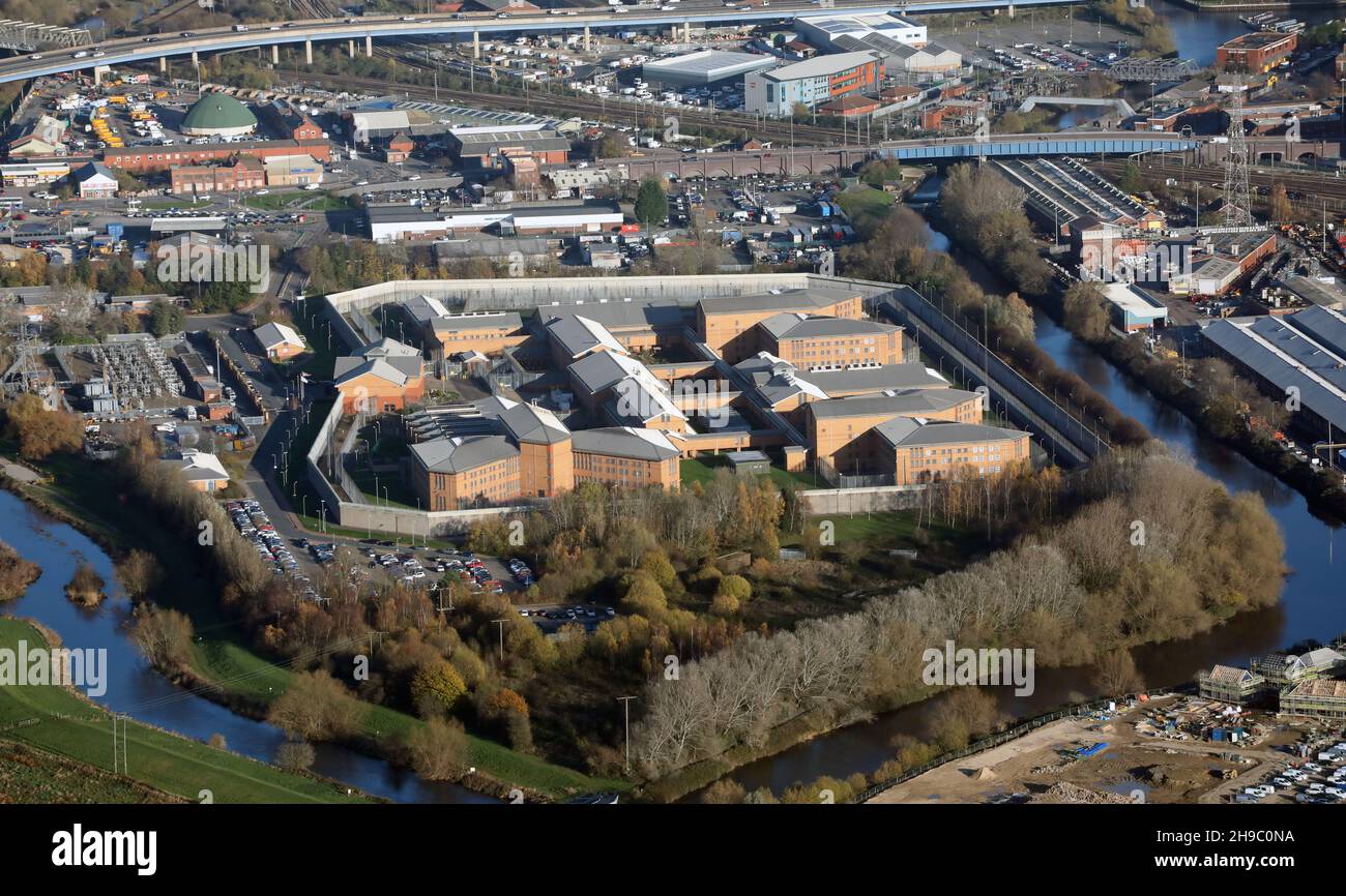 aerial view of HMP & YOI Doncaster, Marsh Gate, Doncaster, South Yorkshire Stock Photo